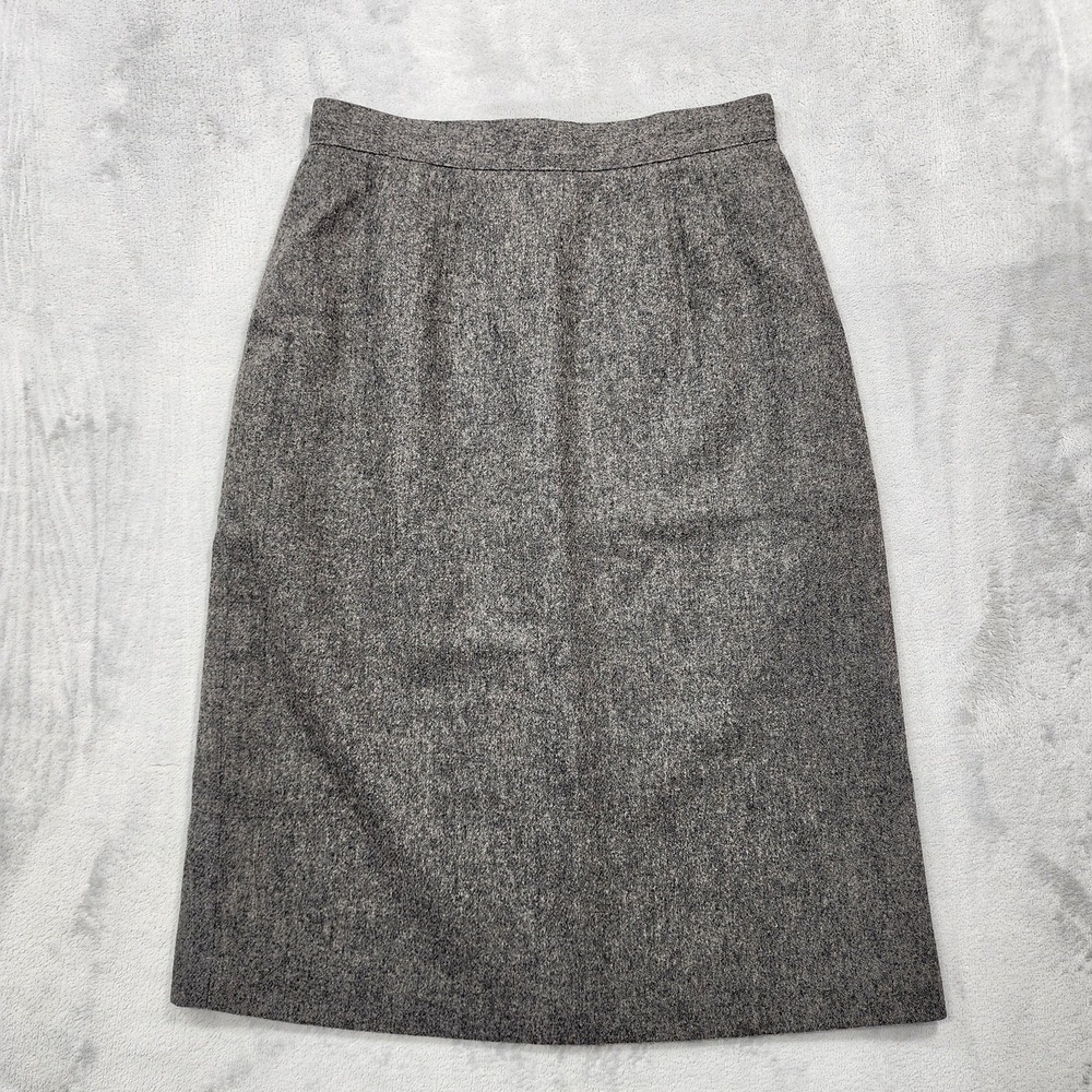 Vintage Radcliffe‎ Skirt Womens S PETITE Gray Wool Blend Tweed Pencil Midi Lined